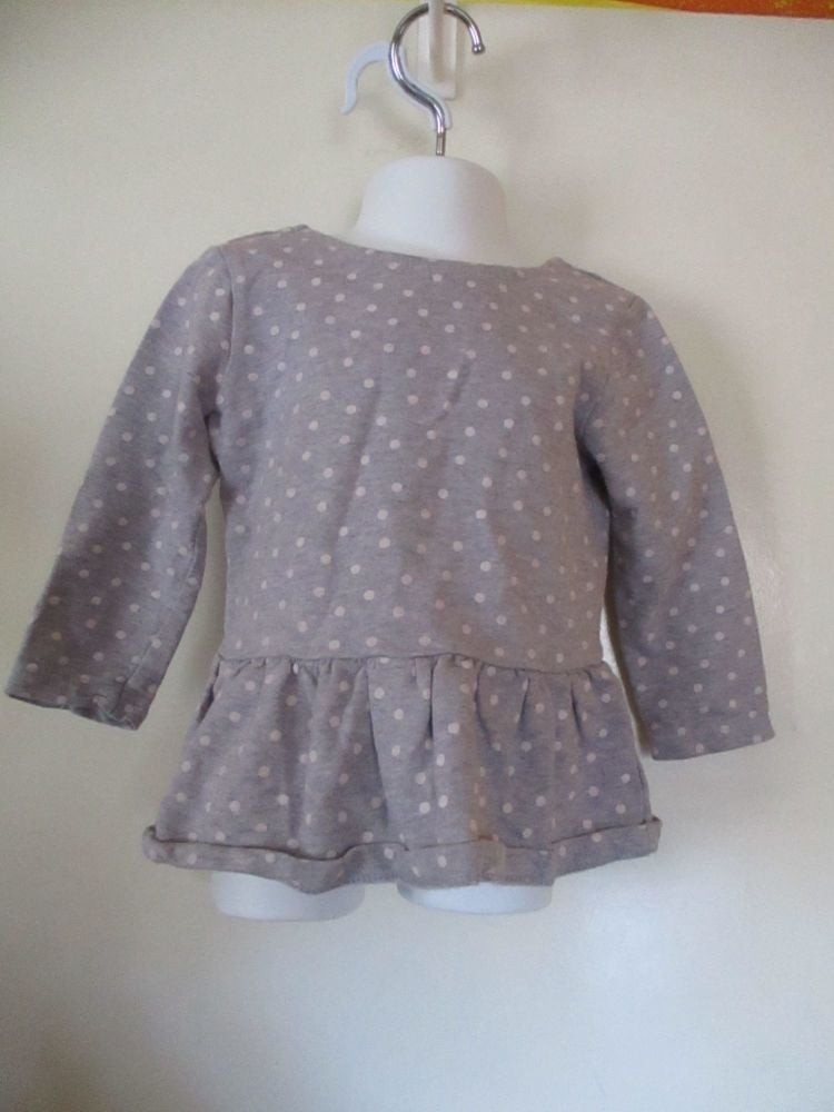 Young Dimensions 24-36mths Grey Tunic Top Dress W/ White Spots