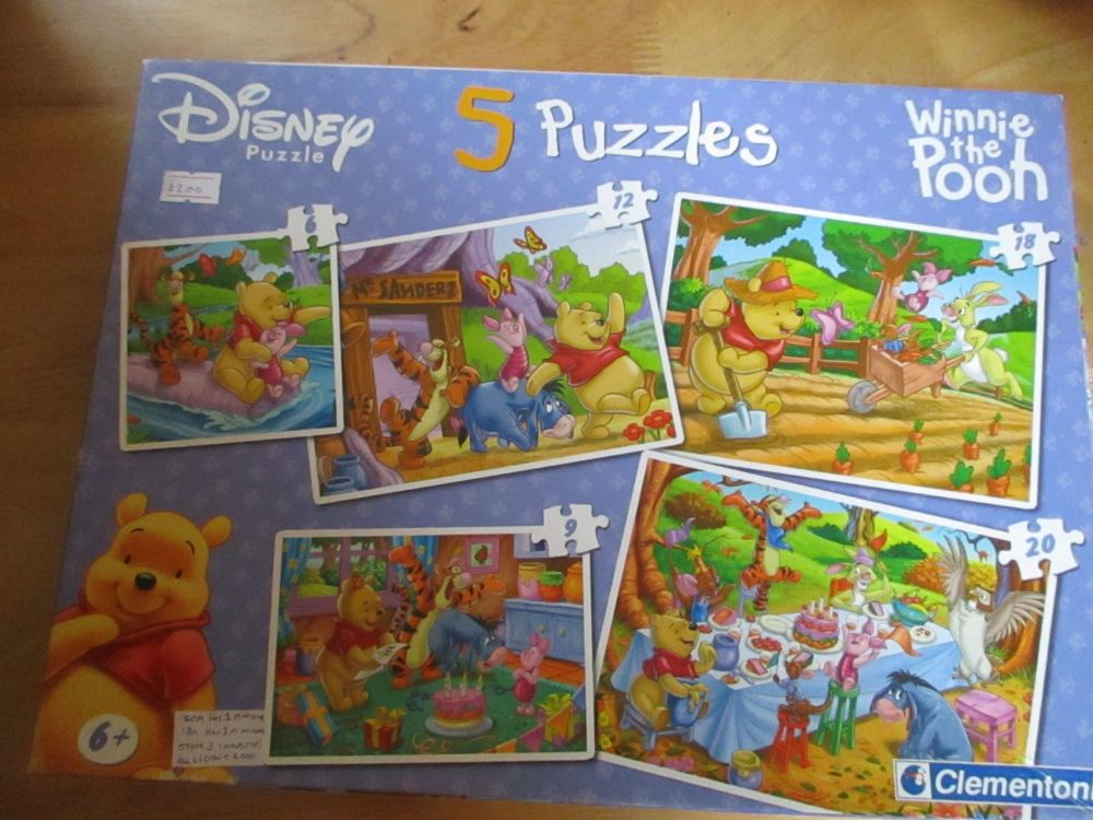 Disney Puzzle: Winnie The Pooh 5 Puzzles by Clementoni - 3 Complete, 2 Incomplete