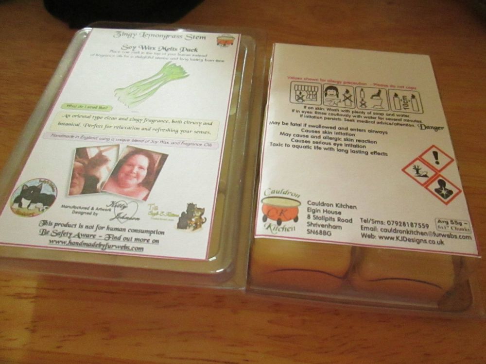 Zingy Lemongrass Stem Scented Soy Wax Melts Pack