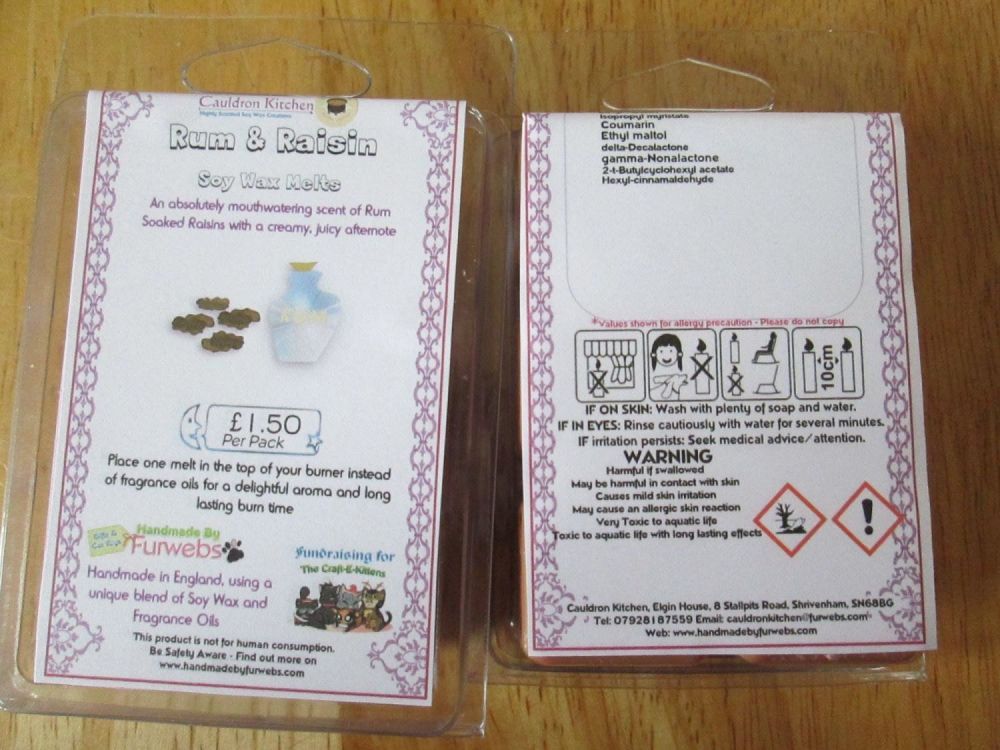 Rum & Raisin Scented Soy Wax Melts Pack