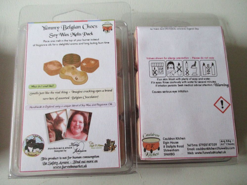 Yummy Belgian Chocs Scented Soy Wax Melts Pack