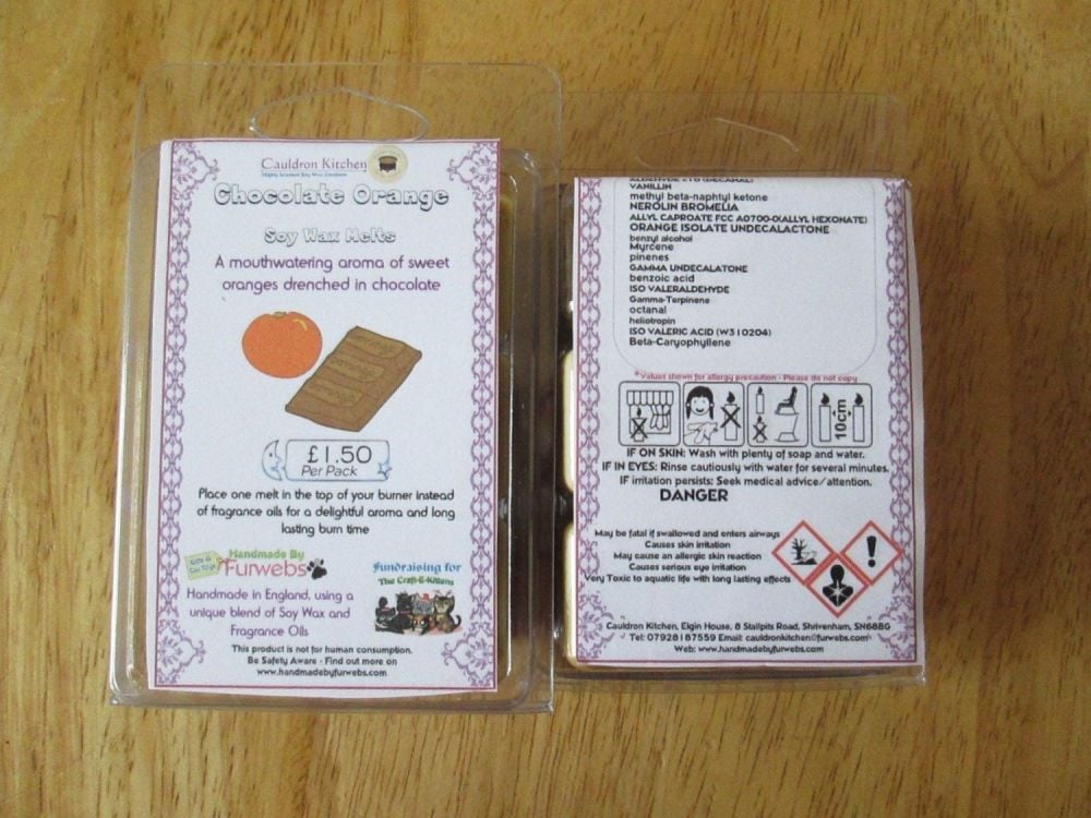 Chocolate Orange Scented Soy Wax Melts Pack