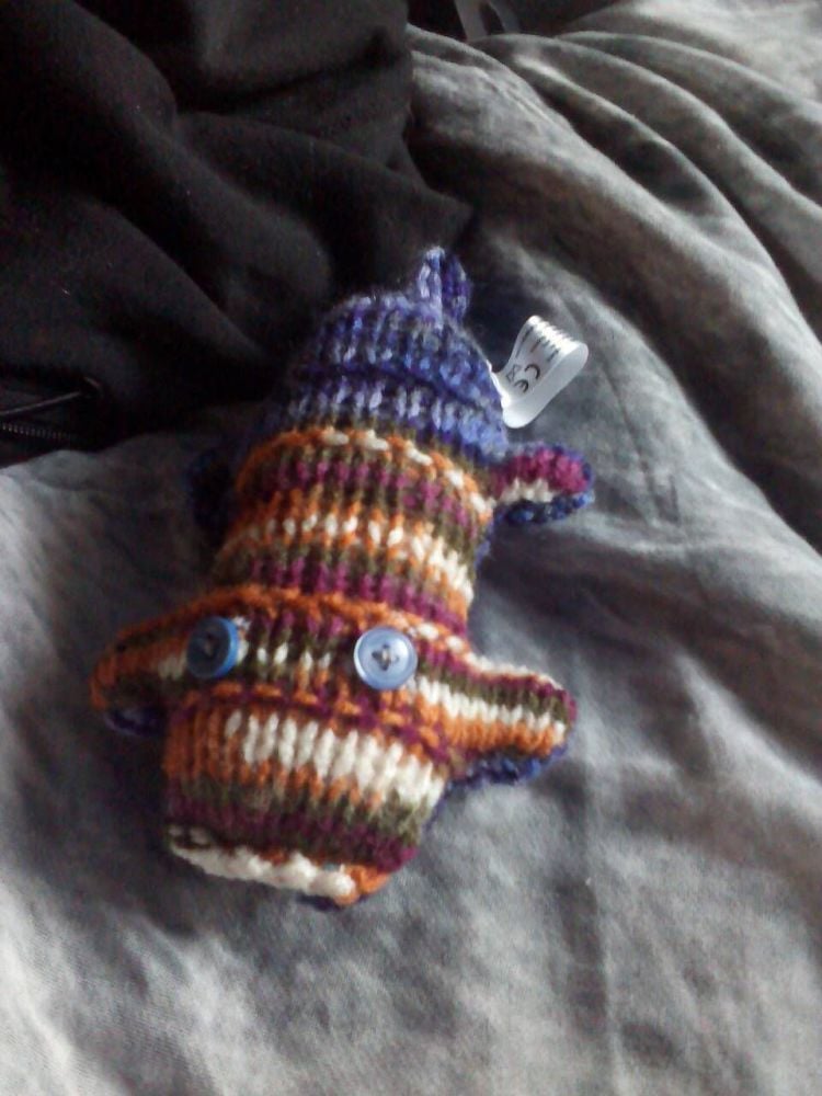 Tan, White, Green and Blue Rainbow Body with Blue Eyes Mini Scuttle