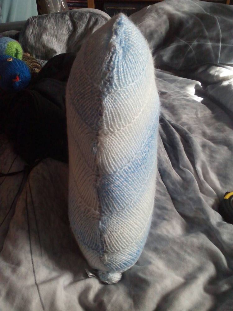 (*)White and Blue Rainbow Giant Terri Cushion