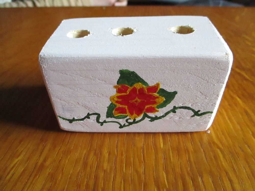 Red & Yellow Flower Green Vines 3 Hole White Stationery Block (type2)