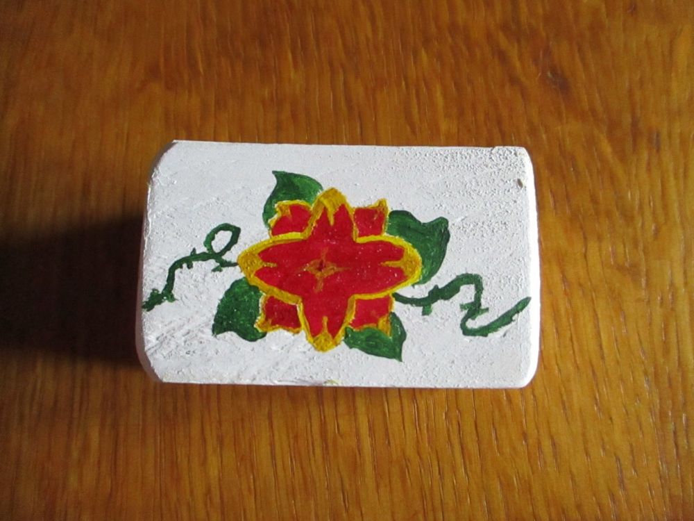 Red & Yellow Flower Green Vines 3 Hole White Stationery Block