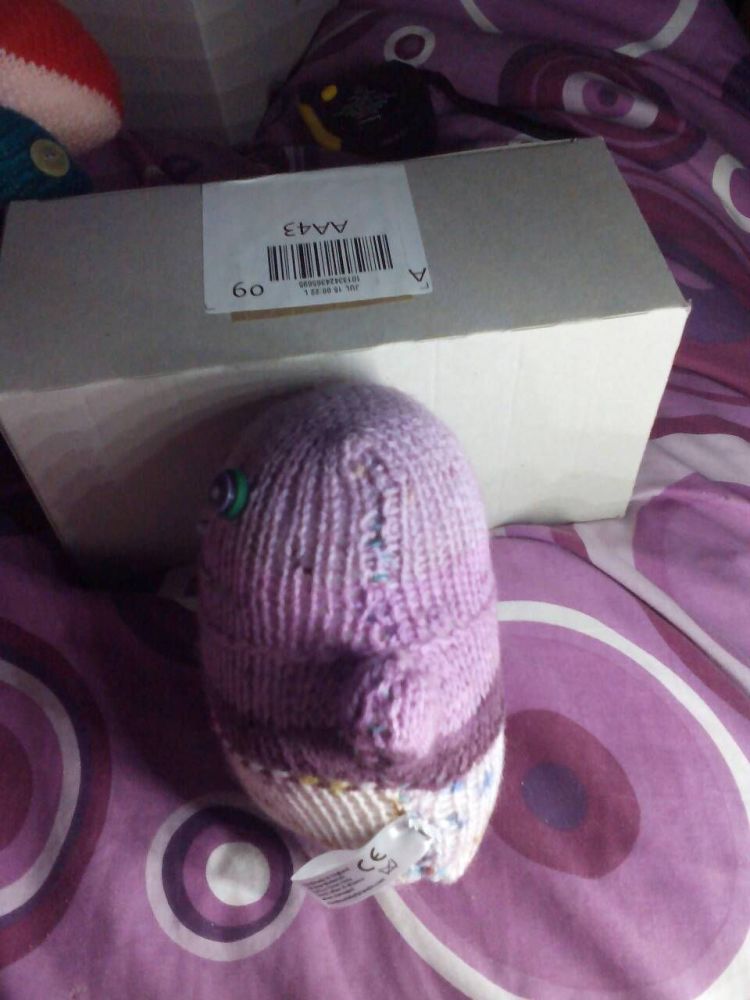 Purple Floral with Green/Purple Eyes Midi Ted Knitted Soft Toy