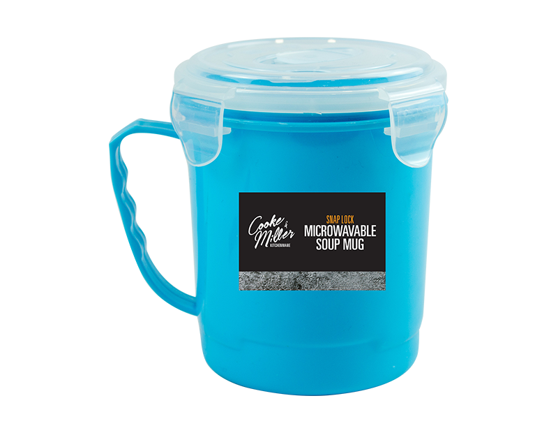 Blue Microwavable Soup Cup With Lid