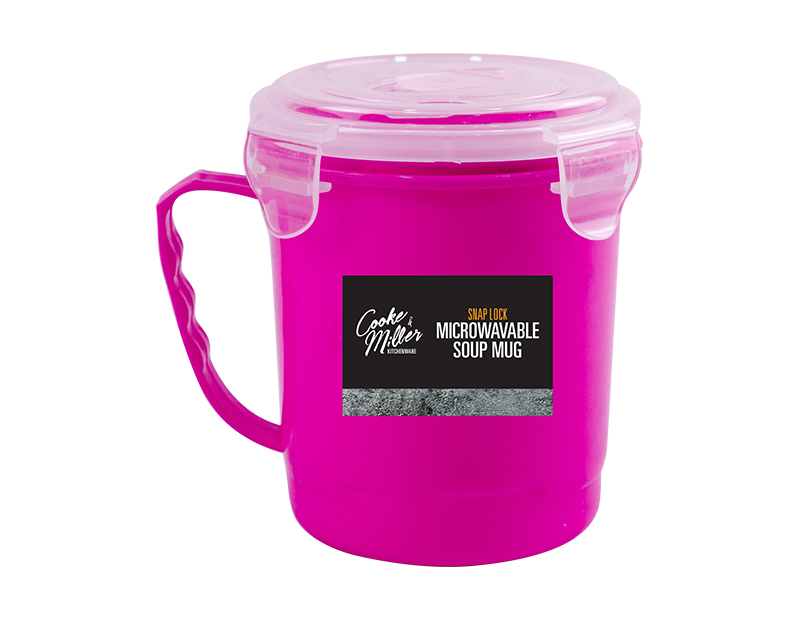 Pink Microwavable Soup Cup With Lid