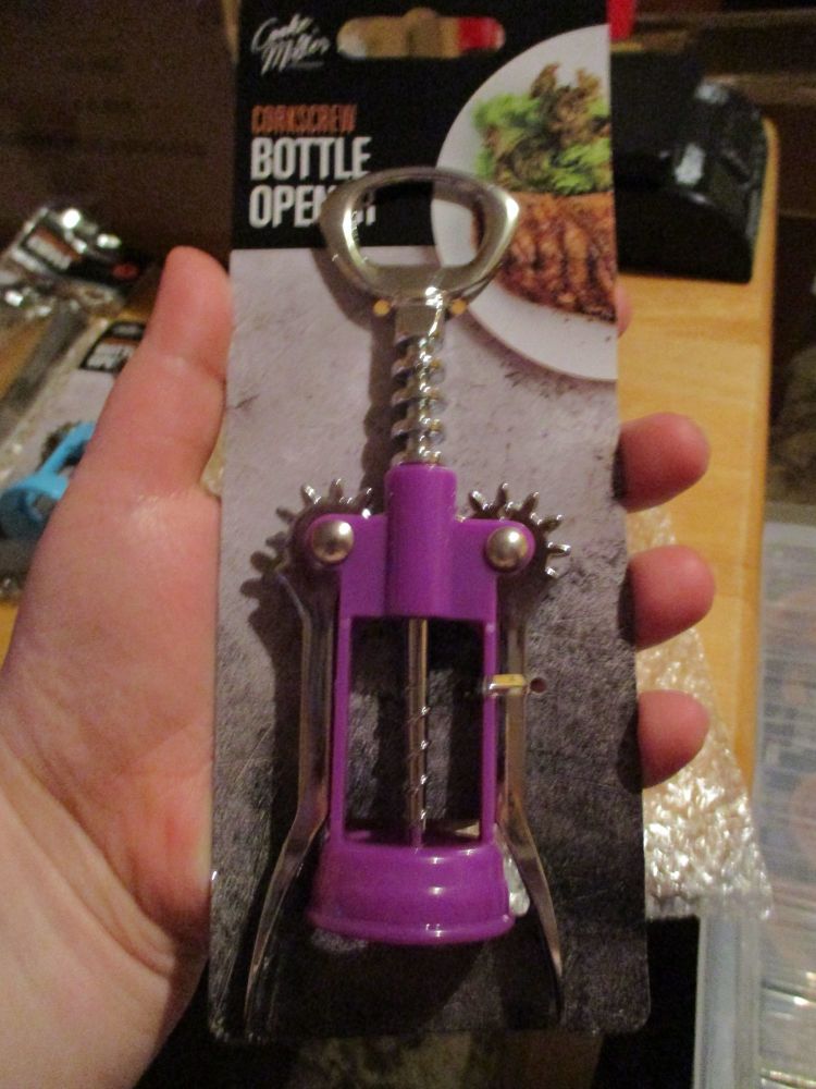 Purple Plastic & Metal Corkscrew Bottle Opener - Cooke & Miller