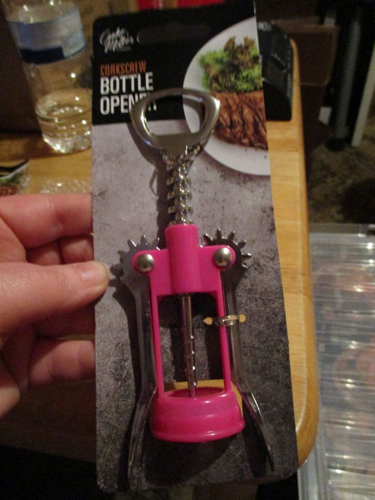 Pink Plastic & Metal Corkscrew Bottle Opener - Cooke & Miller