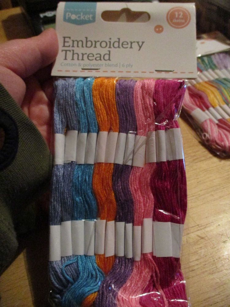 Brights Embroidery Thread cotton & Polyester blend 6ply 12 skeins