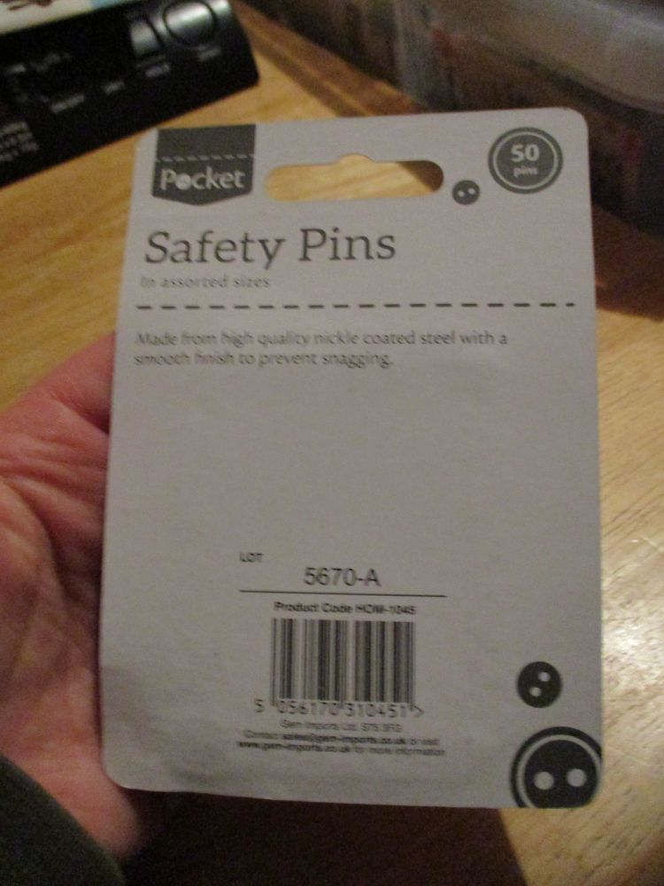 Safety Pins 50pc - Nickel coated Steel