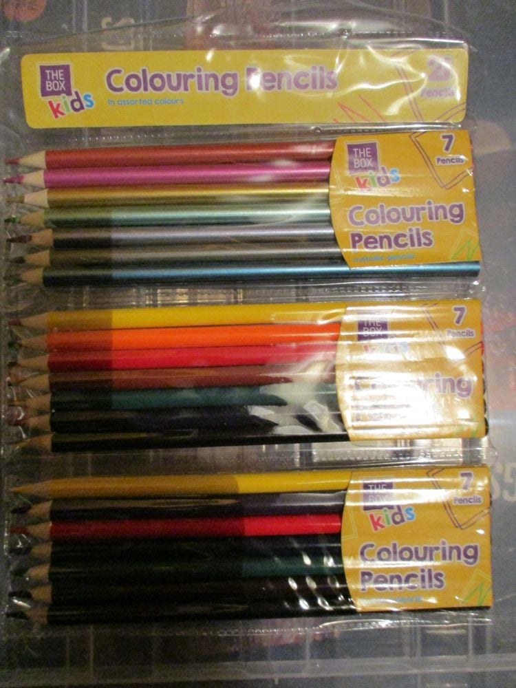 The Box Kids Colouring Pencils 21 pencils - 7 Metallic 7 Rainbow 7 Scented