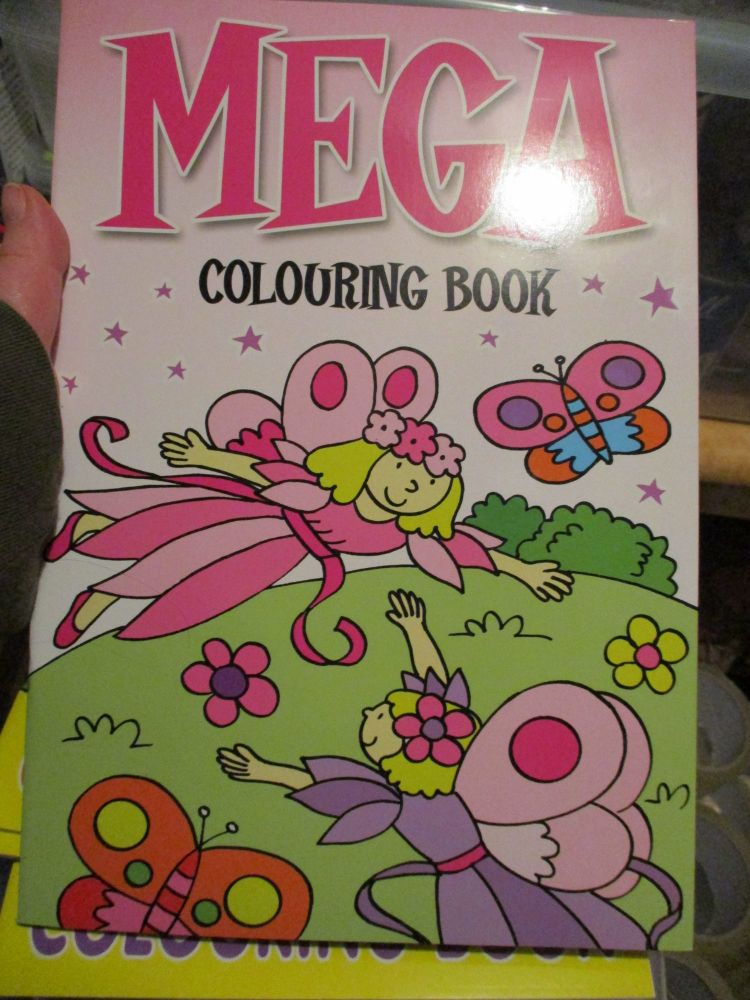 A4 Light Pink with Fairy Butterfly Cover - Alligator Mega Colouring Book