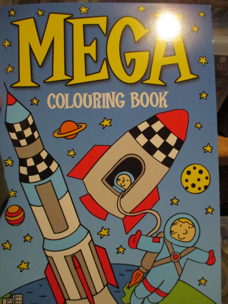 Dark Blue with Rocket and Space Cover - Alligator Mega Colouring Book