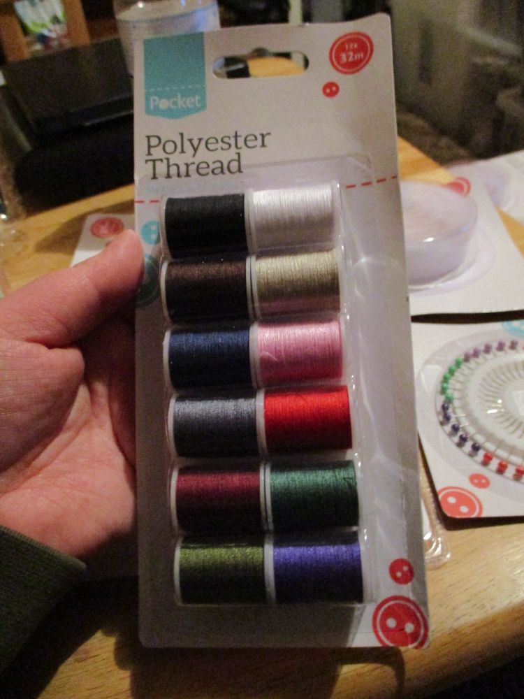 Polyester Thread Multicoloured  12 x 32m (small reels) individual colours
