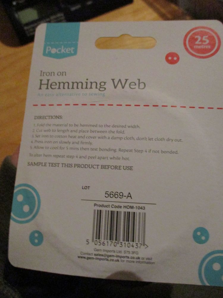Iron on Hemming Web 25m