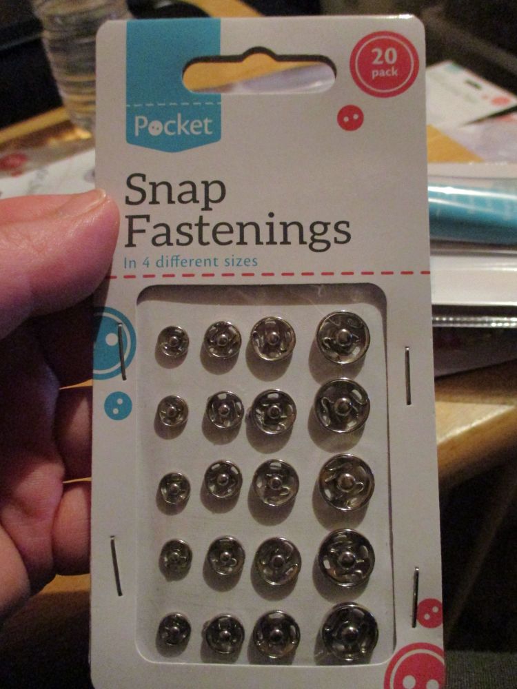 Snap Fastenings (poppers) 20pk Assorted Sizes