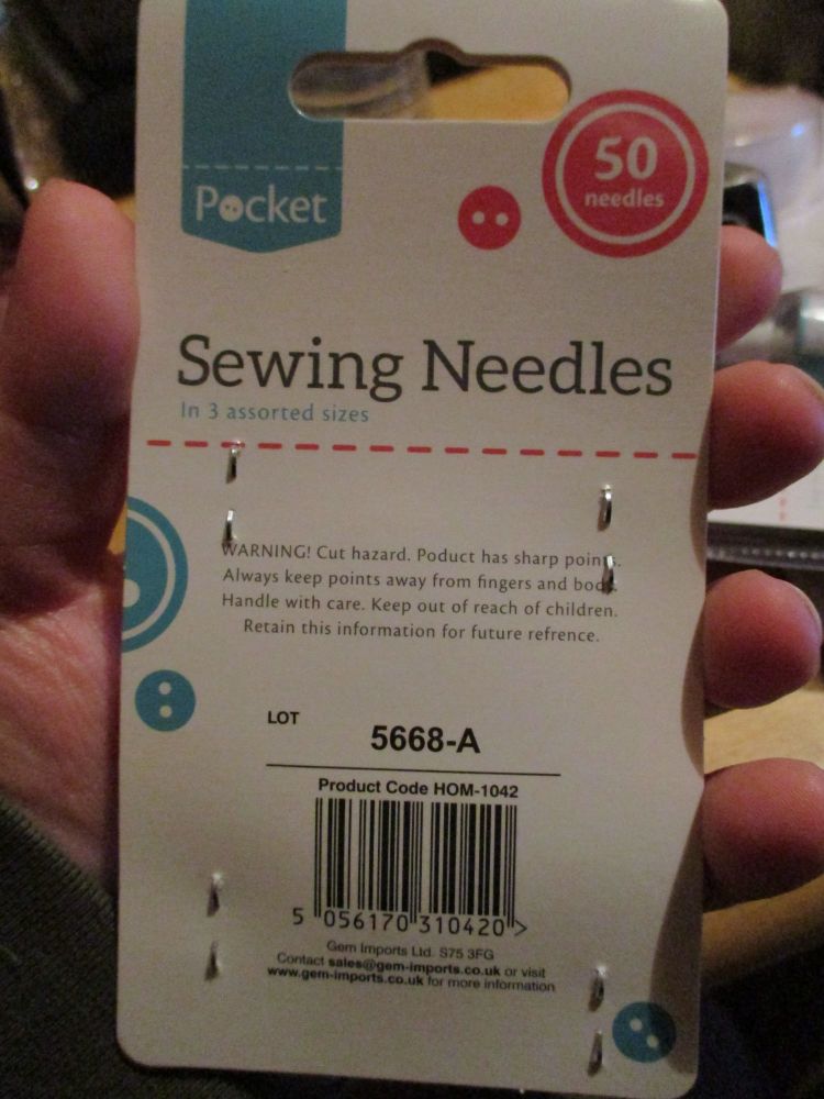 Sewing Needles (Hand Sewing) 50pk