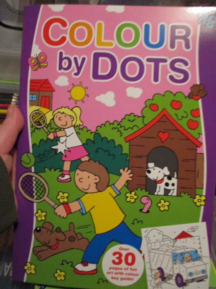 A4 Purple Colour By Dots Colouring Book