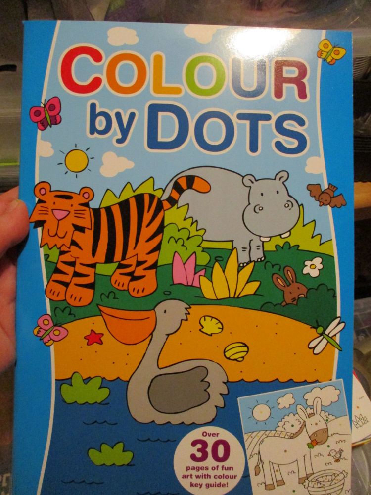 A4 Blue Colour By Dots Colouring Book