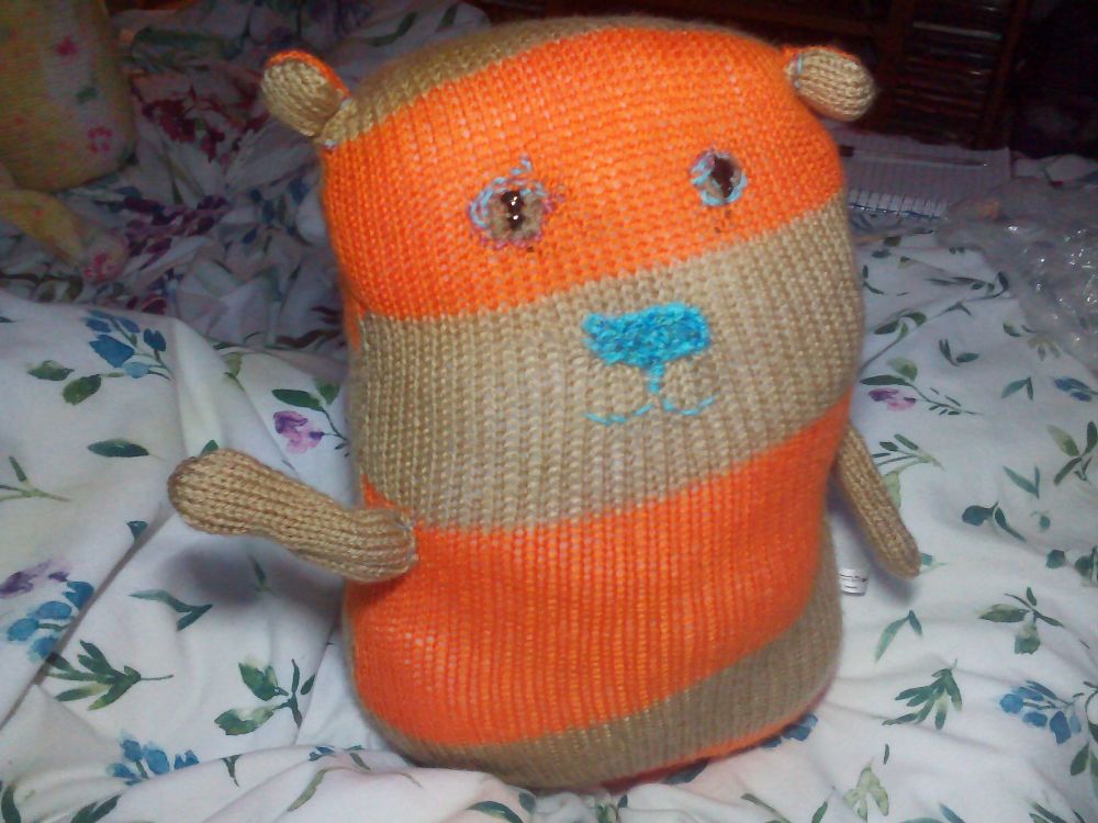 Orange & Brown Striped Giant Cat Soft Toy - Embroidered Features
