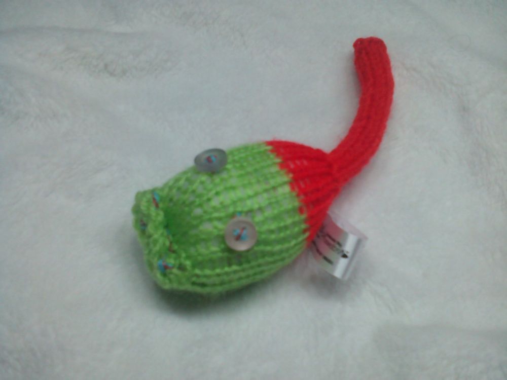 Green, Red Back Half with Clear Pink Eyes Mini Meeser