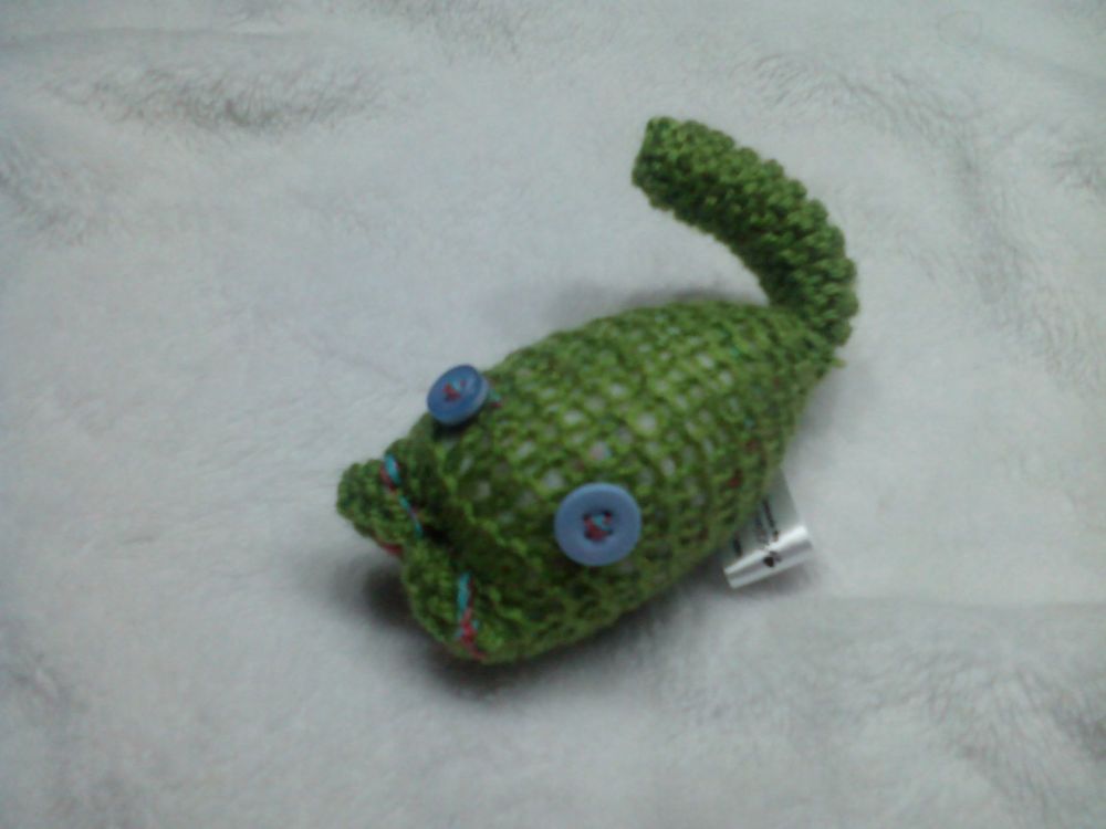 Inverse Knit Green with Pale Blue Eyes Mini Meeser