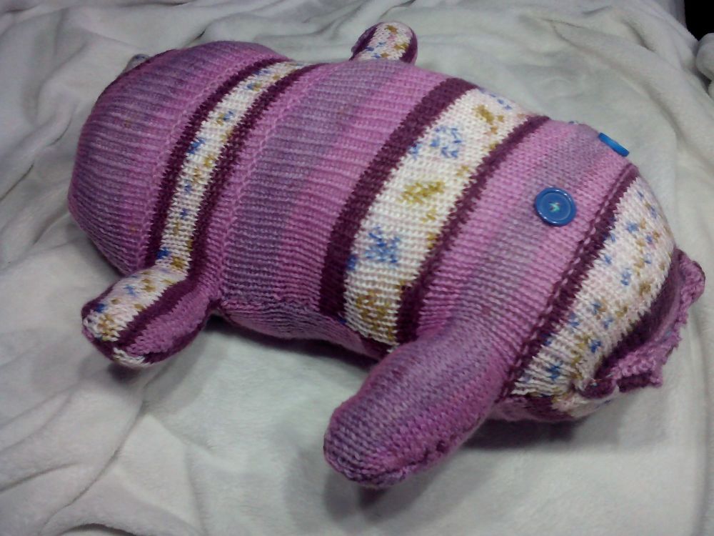 Purple Floral with Blue Eyes Giant Scuttlecat Knitted Soft Toy