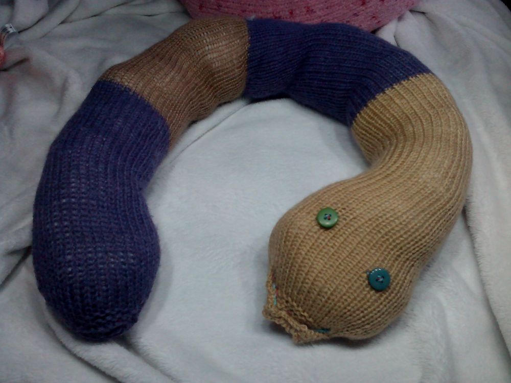 (*)Purple / Brown Banded Giant Snake Knitted Soft Toy