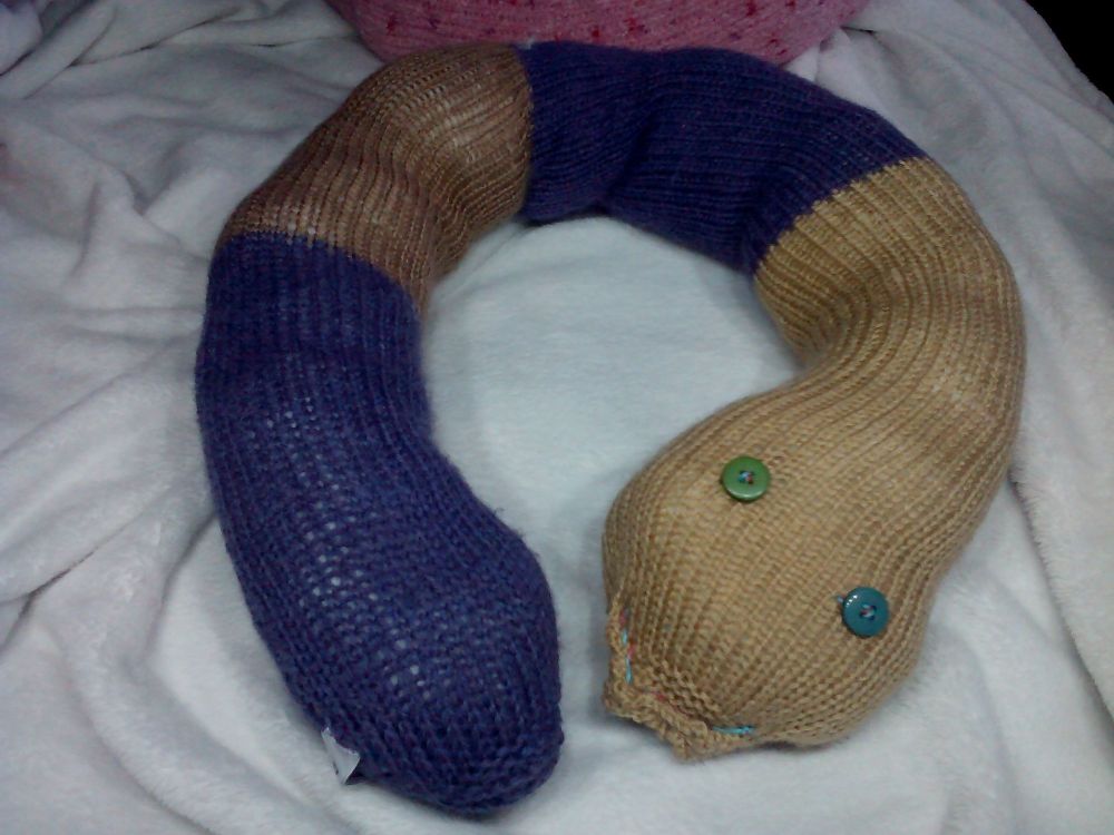 (*)Purple / Brown Banded Giant Snake Knitted Soft Toy