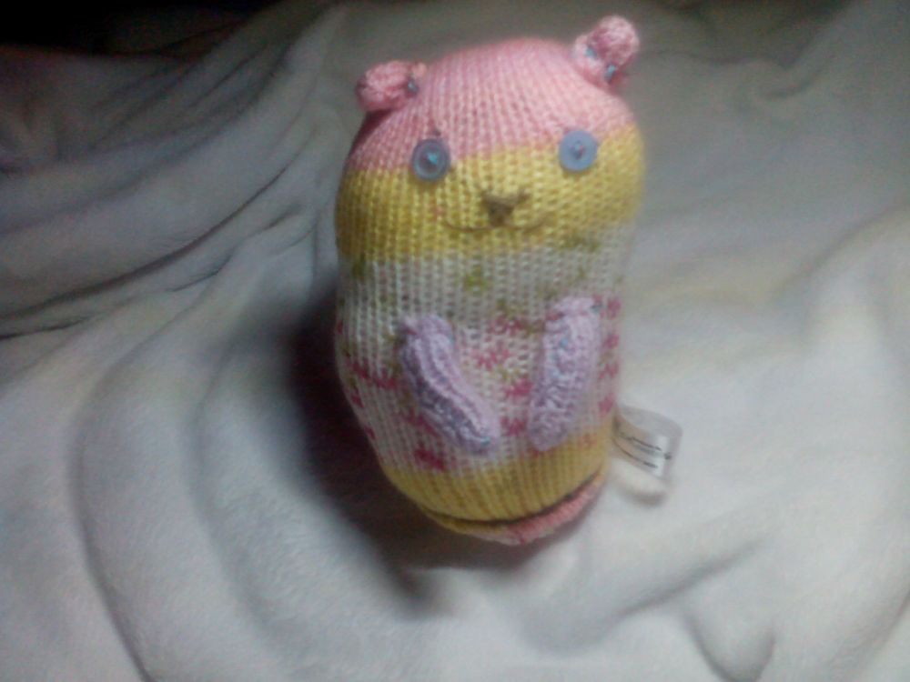 Pink Floral Midi Cat Kitten with Clear Blue Eyes