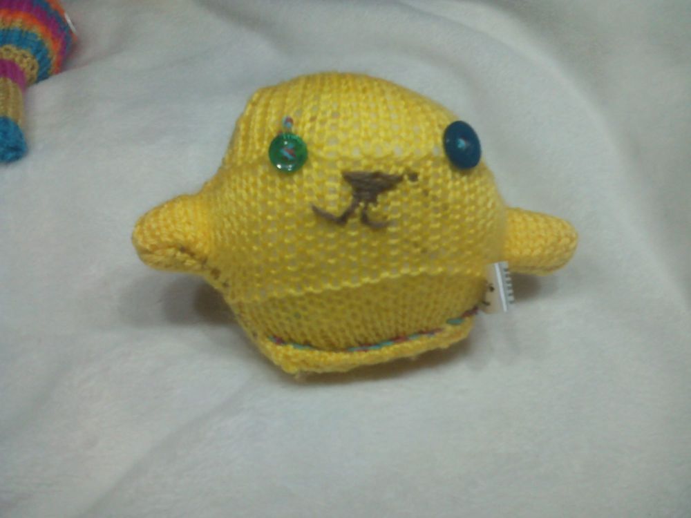 (*)Yellow Body with Green / Dark Turquoise Eyes Mini Ted Knitted Soft Toy