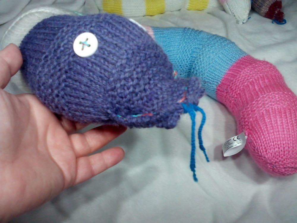 (*)Greyish Purple White Pinks Blue Mint Giant Snake With White Eyes Knitted Soft Toy