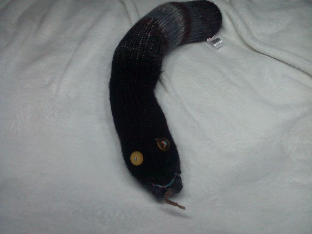 (*)Black And Grey Gradient With Yellow Eyes Midi Snake Knitted Soft Toy