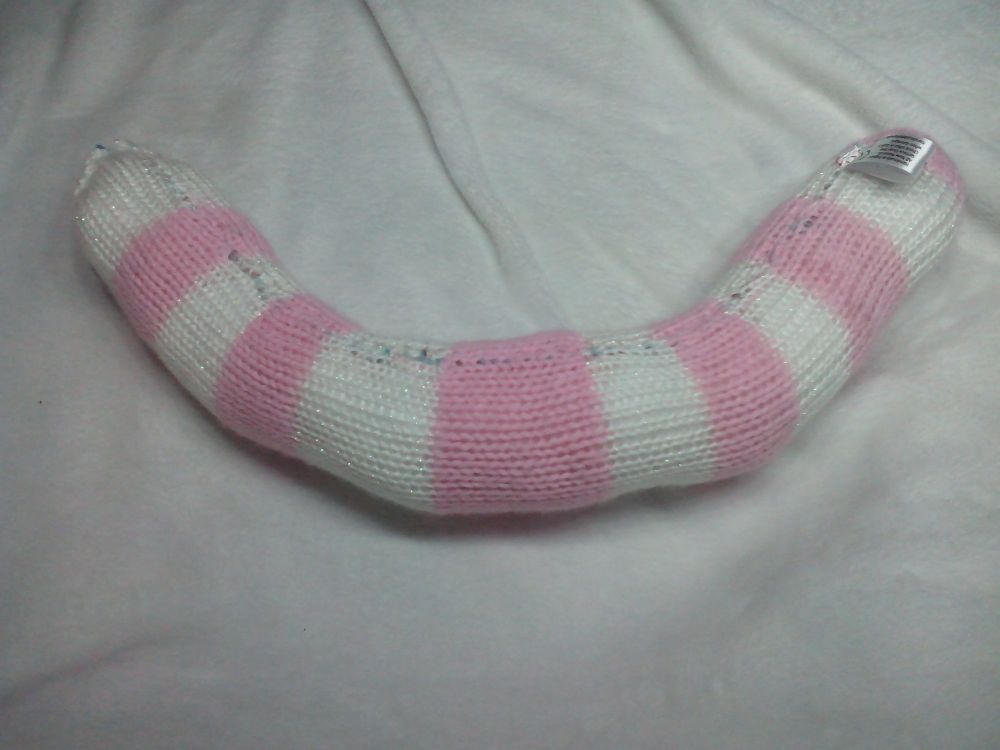 Pink With White Glitter Banded Slate Blue Eyes Midi Snake Knitted Soft Toy