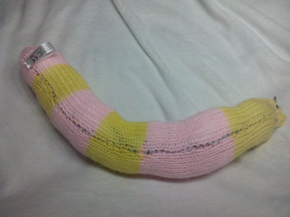 (*)Pink And Yellow Banded With Pinky Purple Eyes Midi Snake Knitted Soft Toy