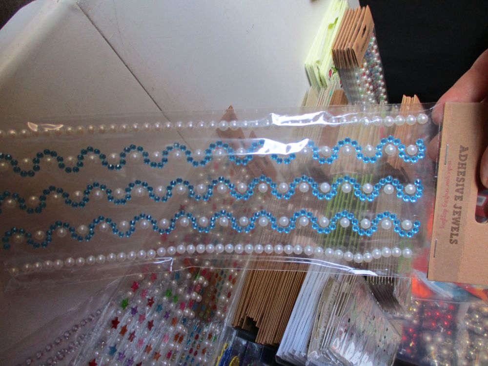 Blue and Pearl Swirls Craft Corner Adhesive Jewels