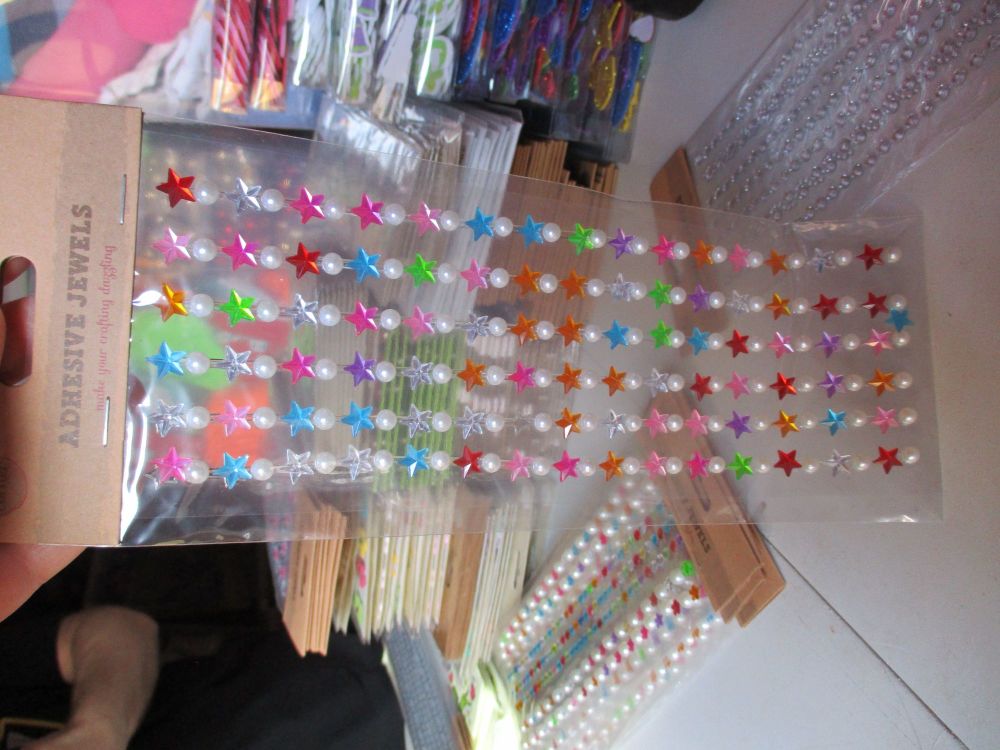 Multi-Coloured Stars and Pearls Swirls Craft Corner Adhesive Jewels
