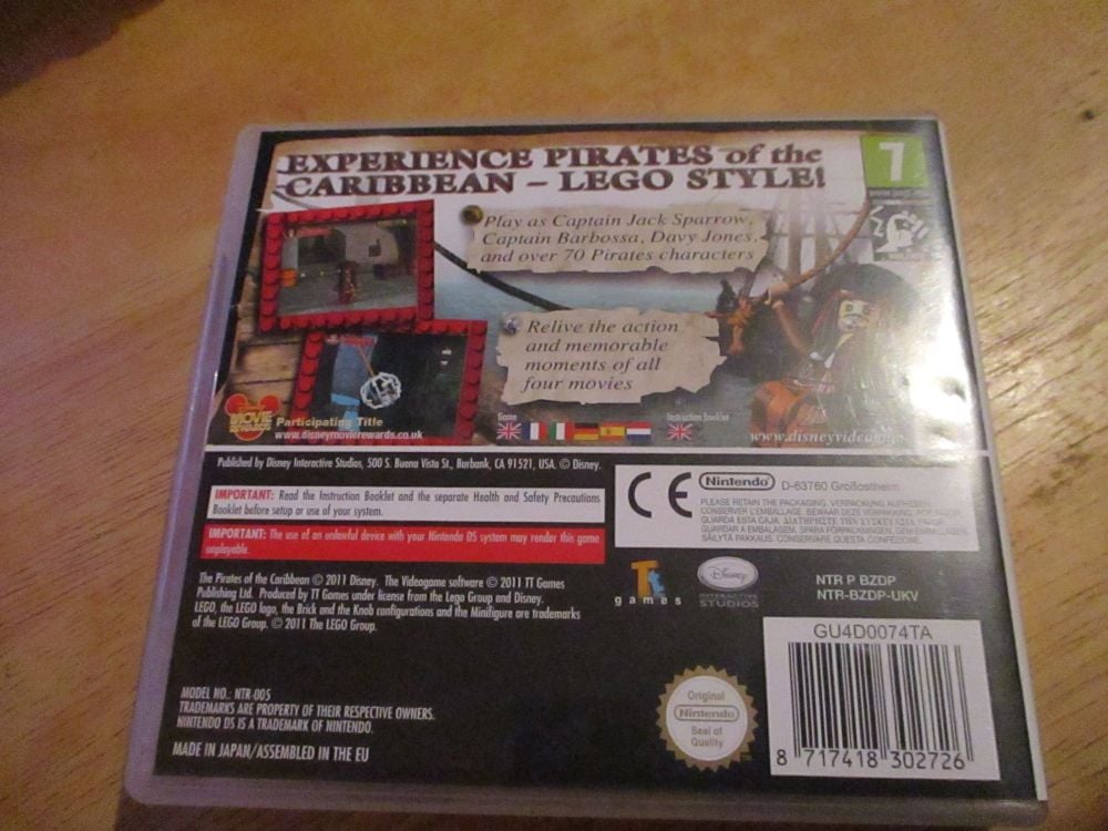 DS Lego Disney Pirates of the Caribbean the video game. Case and Cart as new