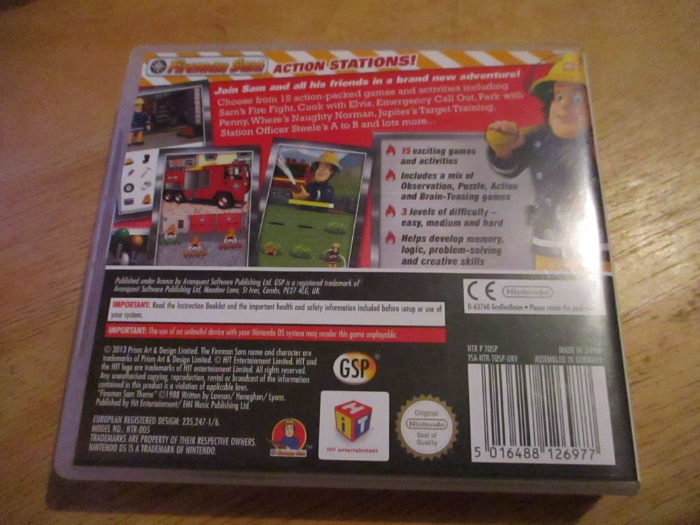 DS fireman Sam action stations. Case dent to surface of rearside. Cart as new