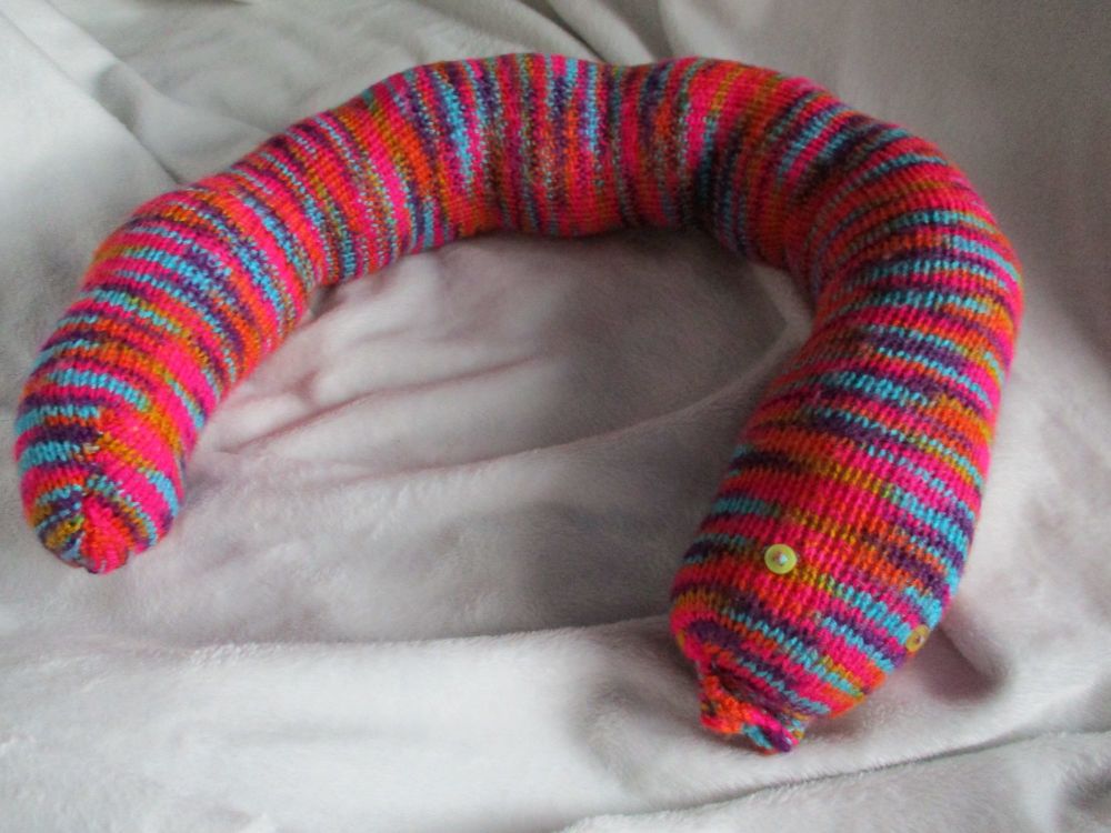 Vibrant Multi-colour Banded Body Giant Snake - Small Yellow Eyes Knitted So