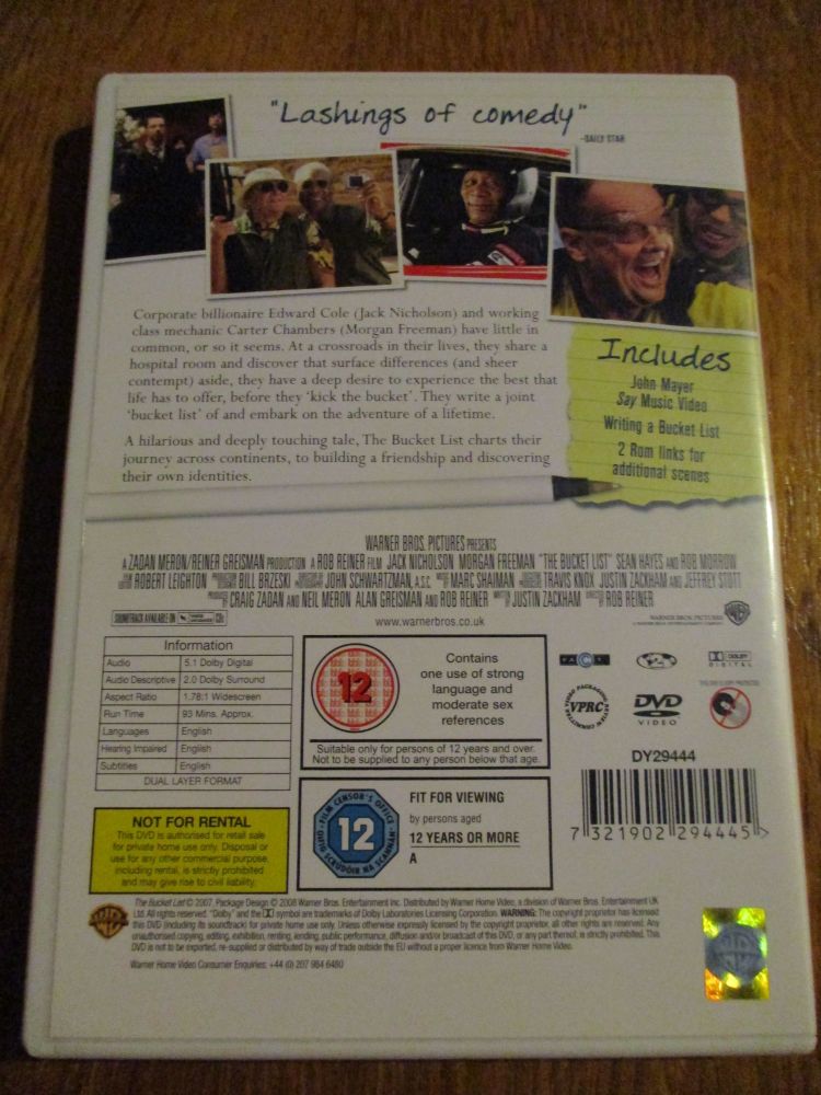 The Bucket List DVD