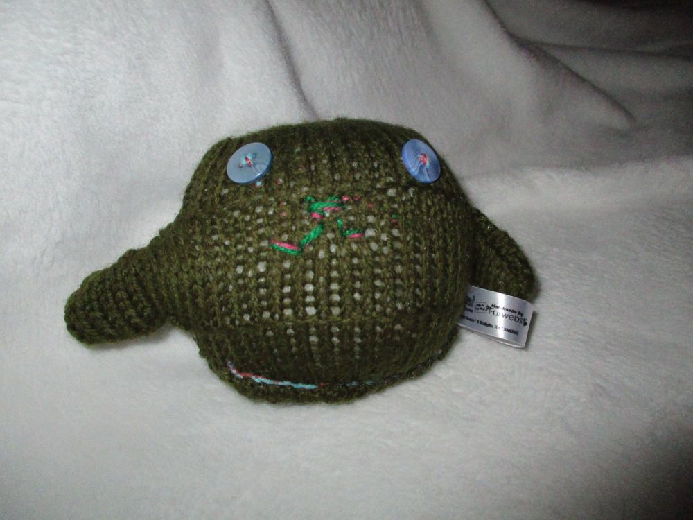 (*)Dark Green with Blue Pale Slate Eyes Mini Ted Knitted Soft Toy
