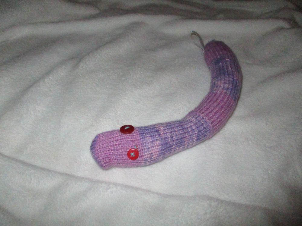 Slender Purple Gradient Mottled Midi Snake - Red Eyes Knitted Soft Toy
