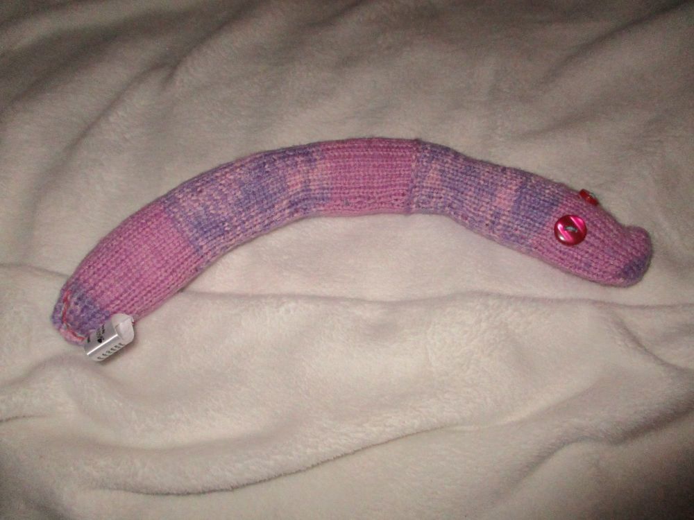 Slender Purple Gradient Mottled Midi Snake - Red Eyes Knitted Soft Toy