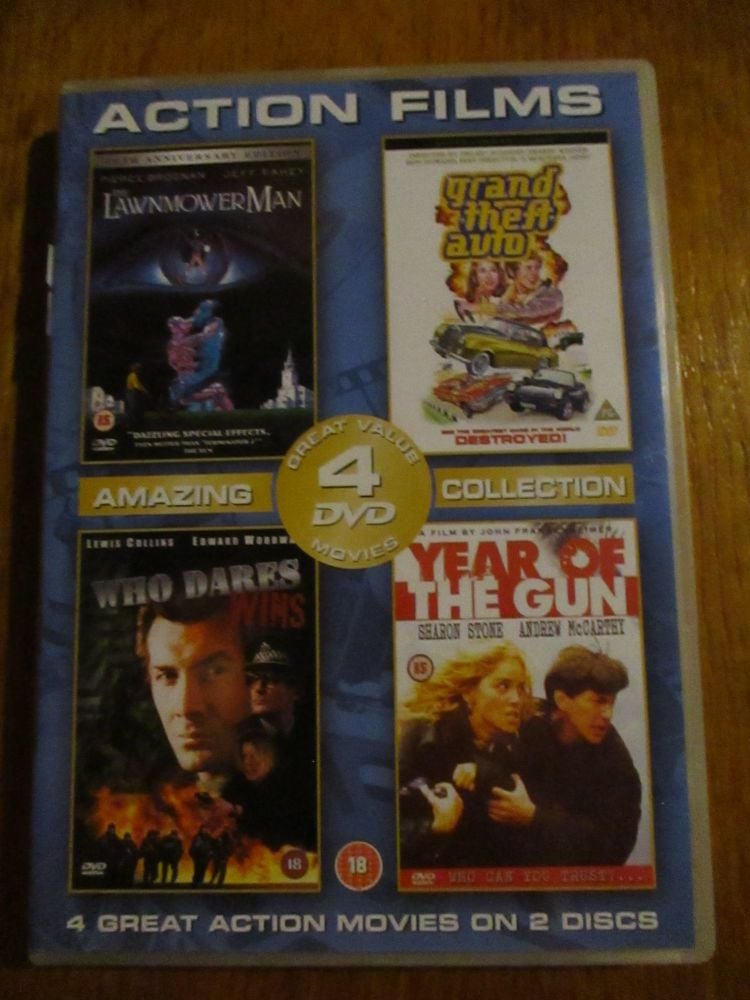 Grand Theft Auto, Lawnmower Man, Year Of The Gun, Who Dares Win - 4 Dvd Col