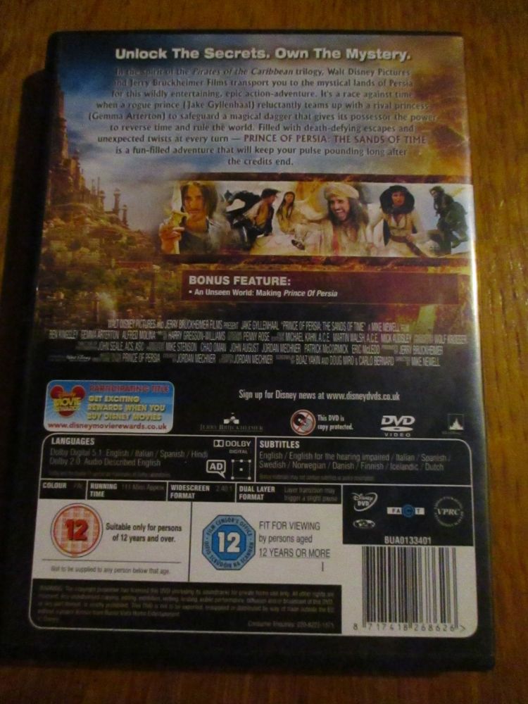 Disney Prince Of Persia - The Sands Of Time - Live Action - Dvd