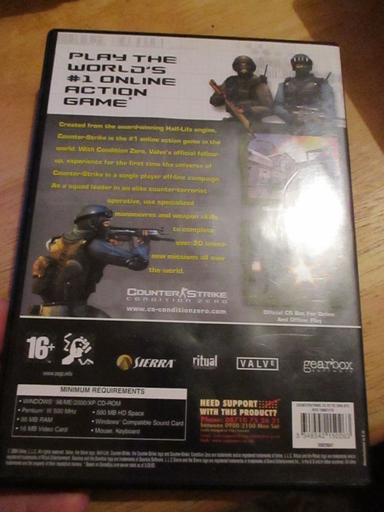 Pc Cd-Rom Counterstrike Condition Zero. Inc Half Life 2 Random Disc?